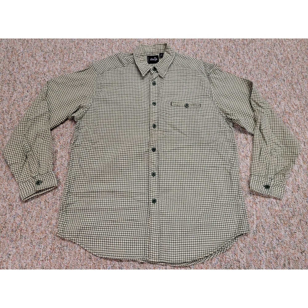 Levi's SilverTab Flannel Shirt Mens Large Green Plaid Button Up Long Sleeve